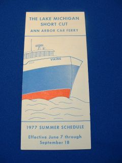 The Lake Michigan Short Cut Ann Arbor Car Ferry 1977 Summer Schedule