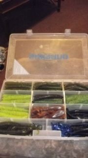  TACKLE BOX FILLED WITH ZOOM LAKE FORK BASS PRO SHOP STRIKE KING FRY