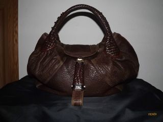 Fendi Brown Tumbled Nappa Leather Spy Bag Fendi Dustbag EXCELLENT