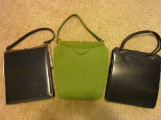 GUC 3pc Vintage 50s Dofan Lampert Miller Handbag Purse Leather Suede