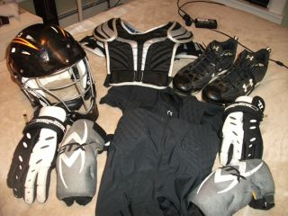 Boys Lacrosse Equipment  Helmet, Gloves, Elbow Pads, Rib Pads, Cleats,