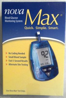 Nova Max Diabetic Test Kit w Meter Lancing Device More No Strips READ