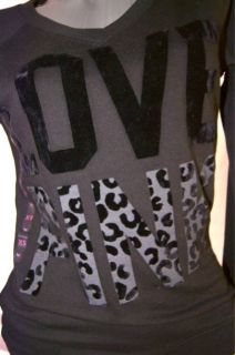 Medium ♥victoria Secret Love Pink Sweatshirt Leopard VNeck Pullover