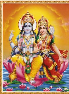 Lord Vishnu Mata Laxmi Lakshmi Poster 9x11 771A
