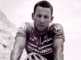 Lance Armstrong Team Motorola Black White Poster