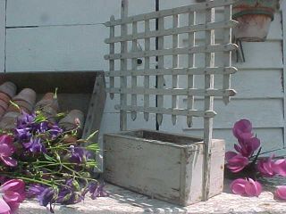 Primitive Garden Flower Box♥ Antique Lattice Wood Planter ♥ Old