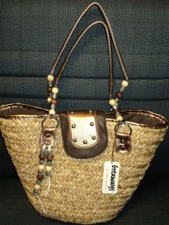 Large Straw Spring Handbag with magnet Closure, Bucket Tote, Shoulder
