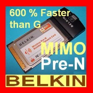 Belkin Wireless Pre N Notebook Network Card F5D8010 New