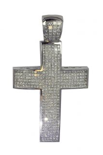 White Gold 42 30ct Princess Diamond Large Cross Pendant 165 4gr