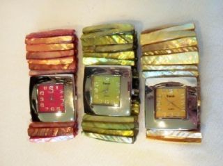 Fashion Shimmer Resin Shell Watches Large Silver Square Faces