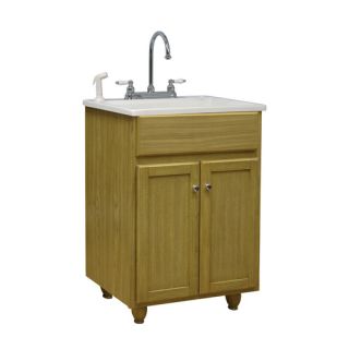 Utility Sink Cabinet Tub in 24 Oak Includes Faucet