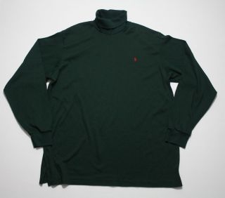 Polo Ralph Lauren Classic Turtleneck Shirt Mens 2XL XXL Green Holiday