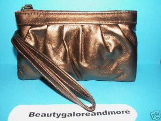 Laura Geller Cosmetic Makeup Bag Purse Wristlet Bronze
