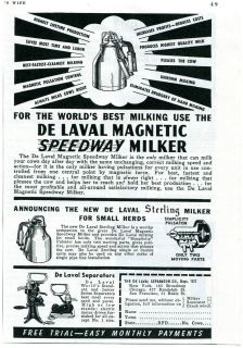 1941 de Laval Magnetic Speedway Dairy Cow Milker Separator Ad