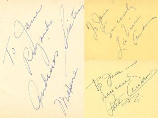 ANDREWS SISTERS LAVERNE PATTY MAXENE VINTAGE 1930s SIGNED ALBUM PAGE