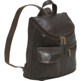 Le Donne Leather Distressed Leather Womens Backpack Purse Chocolate