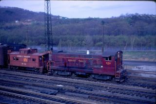 Orig Slide Lehigh Valley RR Locomotive 234 Caboose 95047 Lehighton PA