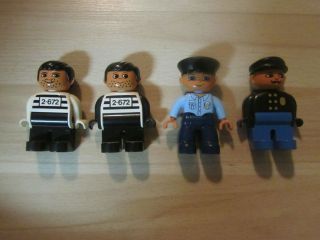 Lego Duplo People Figures Policeman and Prisoner Lot Set of 4