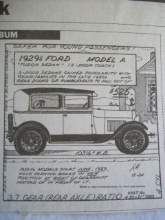 1929 1 2 Ford Model A Tudor Auto Album Paper Article