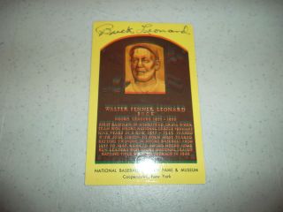 Buck Leonard Autographed Hall of Fame Gold Plaque Postcard Legends COA