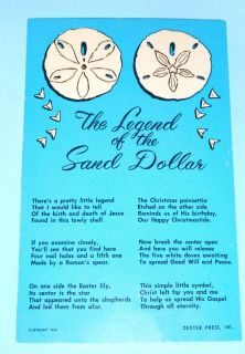 Legend of The Sand Dollar Postcard Shell Symbols Religious Meanings C