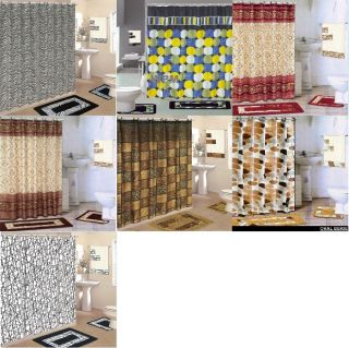 Bathroom With Shower Curtain And Rugs Sets