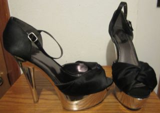 Ladies Xhliration Black Silver 6 Platform High Heels Size 11