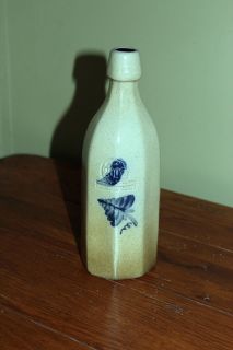 Rowe Pottery Stoneware Bottle Vase Historical 2002 Leaf Pattern