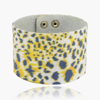 Summer Genuine Soft Leather Totem Paint Leopard Bangle Bracelet B2148K