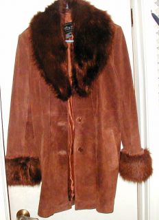 Terry Lewis Rust Suede Acket w Faux Fur Collar Cuffs