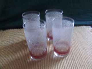 Libbey Glass Set of 4 Tumbler 10 oz Vintage Red and White Libbey