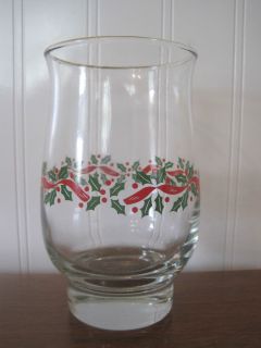 Libbey Libby Holiday Christmas Glass Holly Gold Rimmed Tumbler