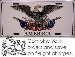 Aluminum License Plate American Eagle Emblem New