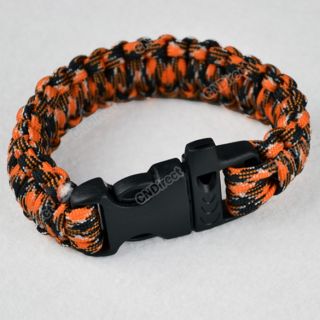 S0BZ 8 Colors Paracord Cord Bracelets Whistle Buckle Survival Camping