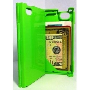 Lime Green iPhone 4 4S Durable Wallet Case Carry ID Cash and Credit