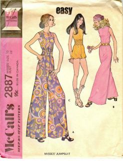Very Vintage McCalls 2887 Jumpsuits 1971 Uncut Sz 16