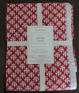 New Williams Sonoma Red Pantry Linen Tablecloth 70 Round