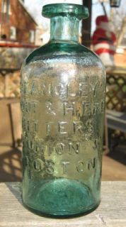 1860s Light Teal Green Dr Langleys Root Herb Bitters 99 Union St