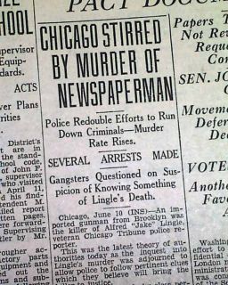 Reporter Alfred Jake Lingle Murder Al Capone Chicago Gangsters 1930