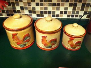 Kitchen Canisters Rooster Canisters Set of 3