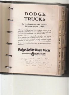 1961 1965 Dodge Truck Service Operation Time Schedule
