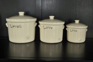 Set of 3 Canisters Live Laugh Love