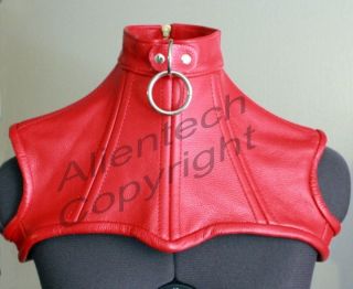 Red Leather Over Chest Neck Corset Posture Collar