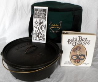 LODGE Cast Iron DUTCH OVEN Carry Case Cookbook Camping Outdoor Cooking