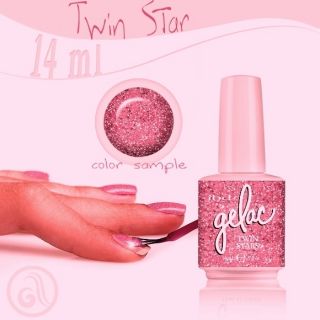 ibd Twin Stars Clear Pink w Glitter Gelac UV Gel Nail Polish Hard