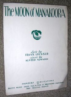 Vintage Sheet Music The Moon of Manakoora by Loesser Newman