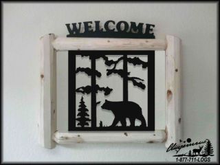 Bear Log Sign Clingermans Wildlife Art Rustic Lodge Decor Hunting Gift