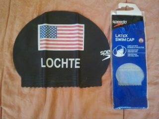 New Ryan Lochte Black Speedo Swim Cap