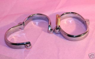 Locking Oval Chrome Metal Wrist Cuffs, Shackles, Handcuffs, Restraints