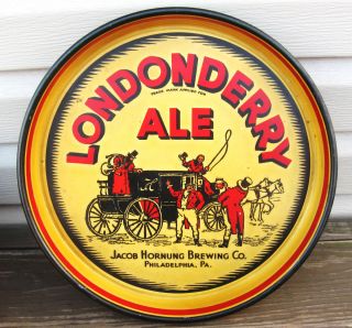 Vintage Londonderry Ale 13 inch Metal Tin Litho Beer Tray Hornung Brg